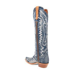 Dan Post Women's Denim Darlin Snip Toe Leather Tall Boots - Blue