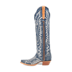 Dan Post Women's Denim Darlin Snip Toe Leather Tall Boots - Blue