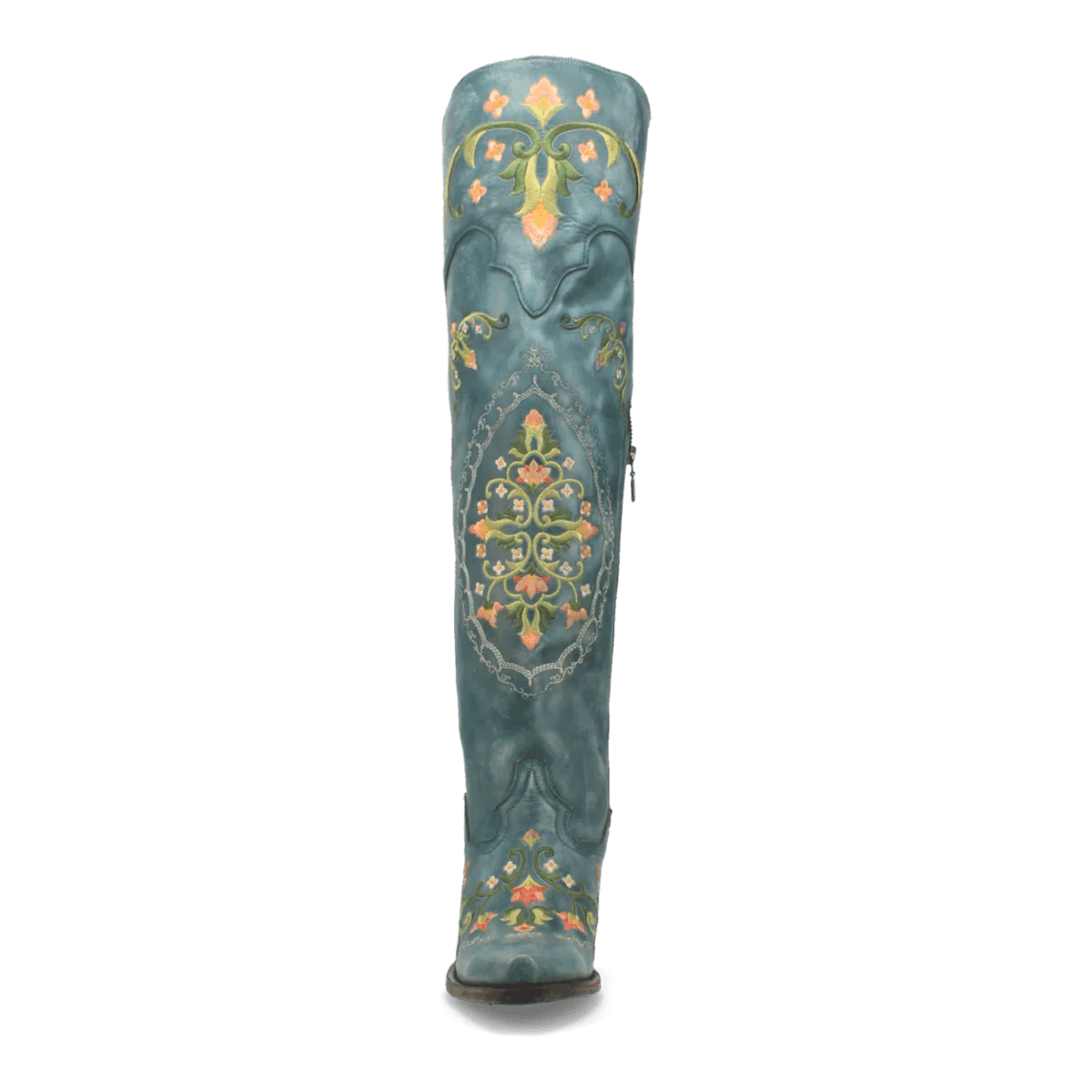 Dan Post Women's Flower Child Snip Toe Leather Tall Boots - Turquoise