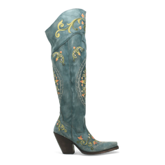 Dan Post Women's Flower Child Snip Toe Leather Tall Boots - Turquoise