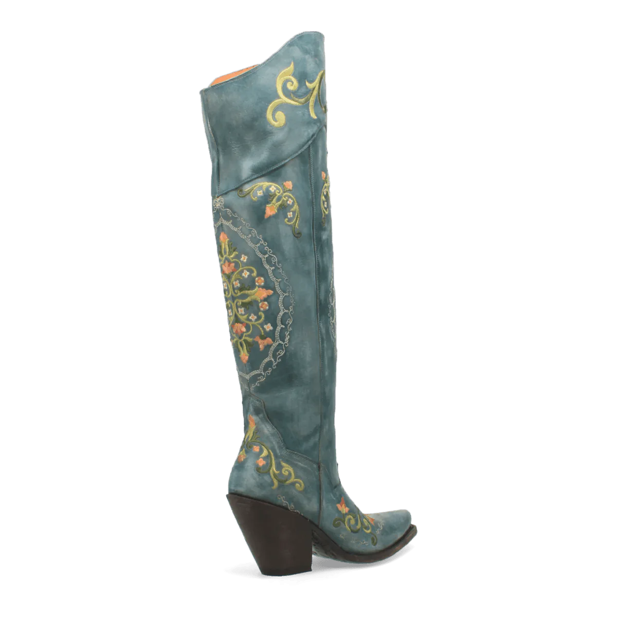 Dan Post Women's Flower Child Snip Toe Leather Tall Boots - Turquoise