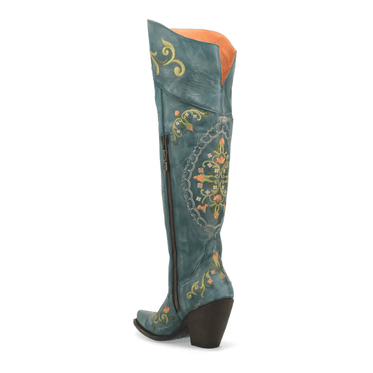 Dan Post Women's Flower Child Snip Toe Leather Tall Boots - Turquoise