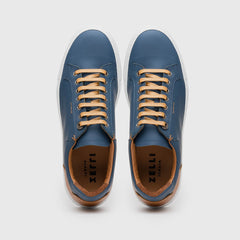 Zelli Diaz Rubberized Calfskin Sneaker in Navy with Matte Finish