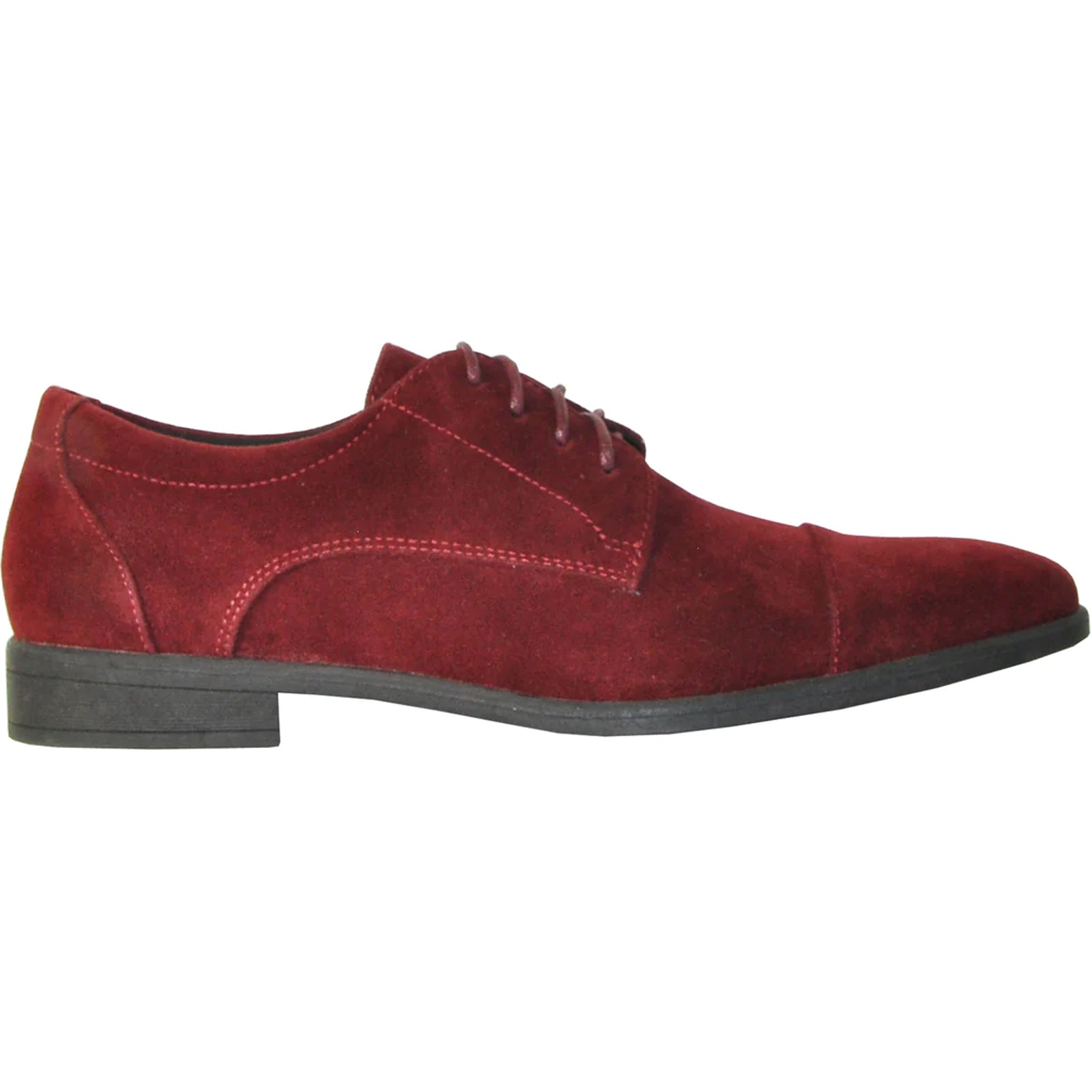 Bravo Mens Formal Suede Style Wedding & Prom Cap Toe Dress Shoe in Burgundy