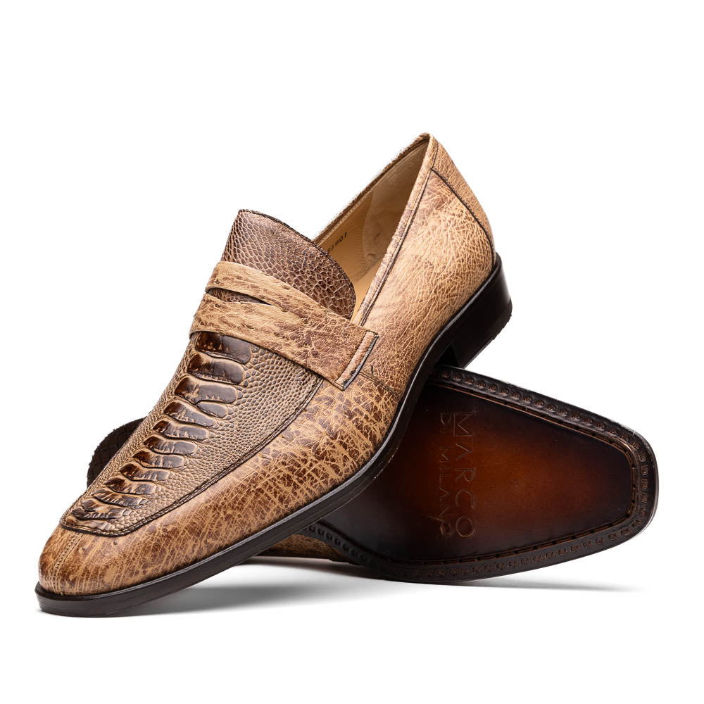 Marco Di Milano Fangio Rust Orix Ostrich Penny Loafer