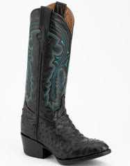 Ferrini Men's Colt Full Quill Ostrich Boots Handcrafted - Black