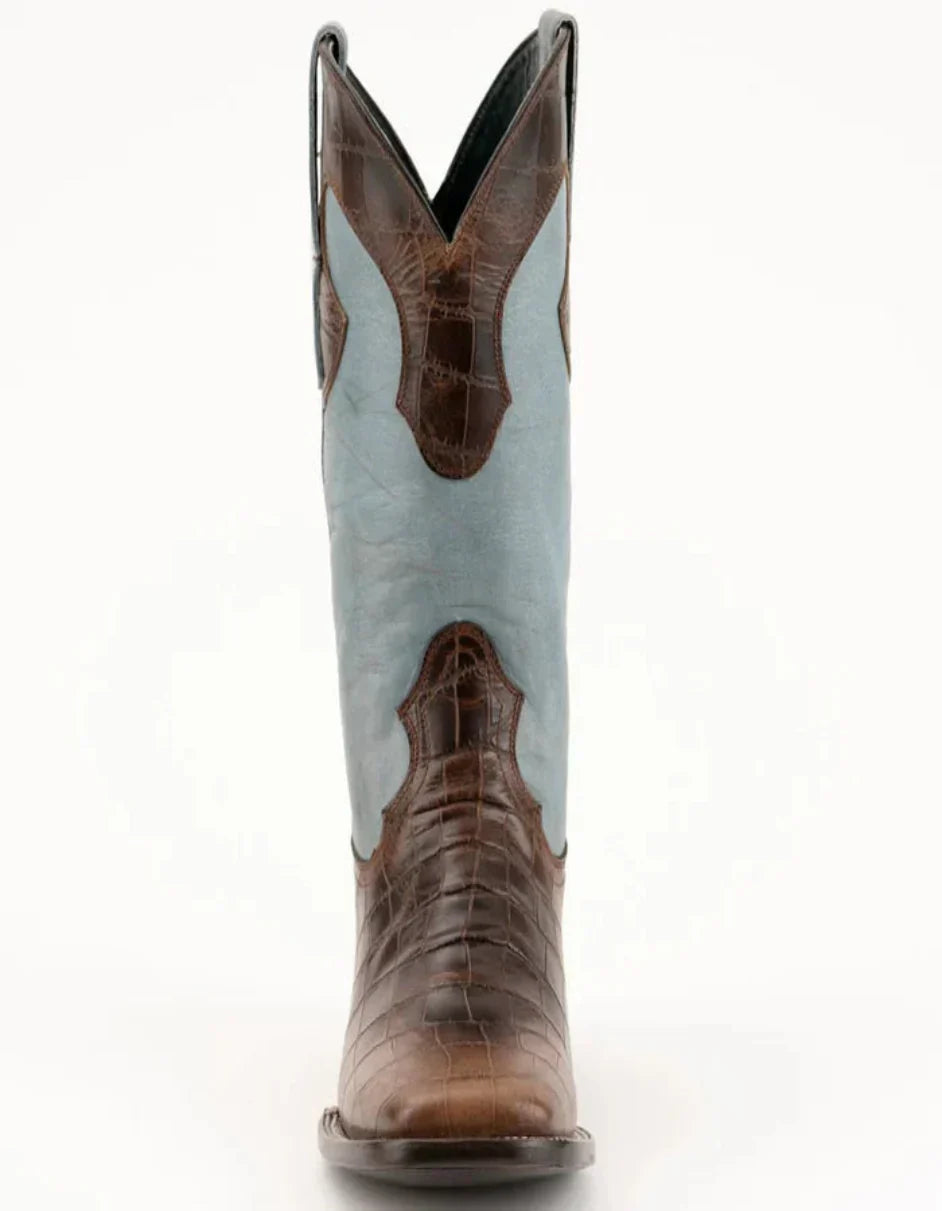 Ferrini Mustang Men's Print Alligator Boots Handcrafted Brown 4079310