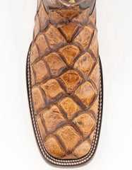 Ferrini Women's Bronco Square Toe Boots Pirarucu Fish Print - Cognac