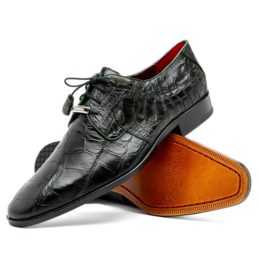 Marco Di Milano Fitipaldi Olive Alligator Derby Shoe