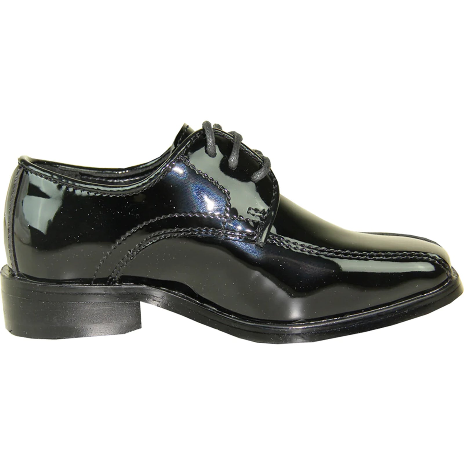 Bravo Mens Classic Bicycle Square Pointy Toe Patent Tuxedo Shoe in Black