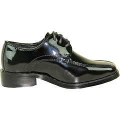 Bravo Mens Classic Bicycle Square Pointy Toe Patent Tuxedo Shoe in Black
