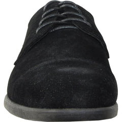 Bravo Mens Formal Suede Style Wedding & Prom Cap Toe Dress Shoe in Black