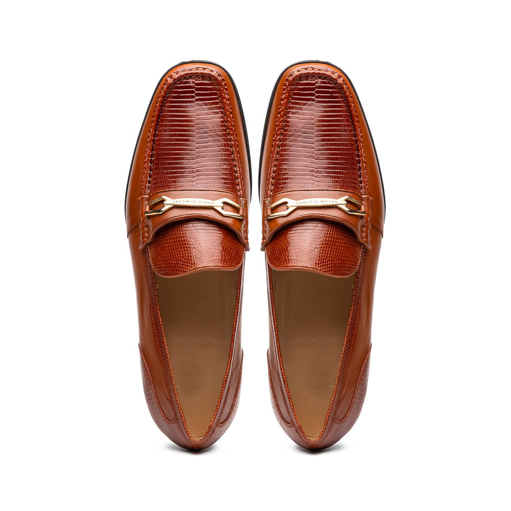 Marco Di Milano Hugo Lizard & Calfskin Bit Loafers Cognac