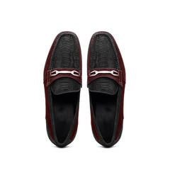 Marco Di Milano Hugo Sueded Ostrich Leg Bit Loafers Black/Wine