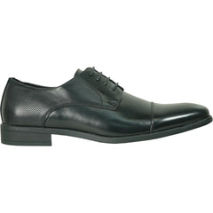 Bravo Mens Antique Cap Toe Lace Up Oxford Dress Shoe in Black