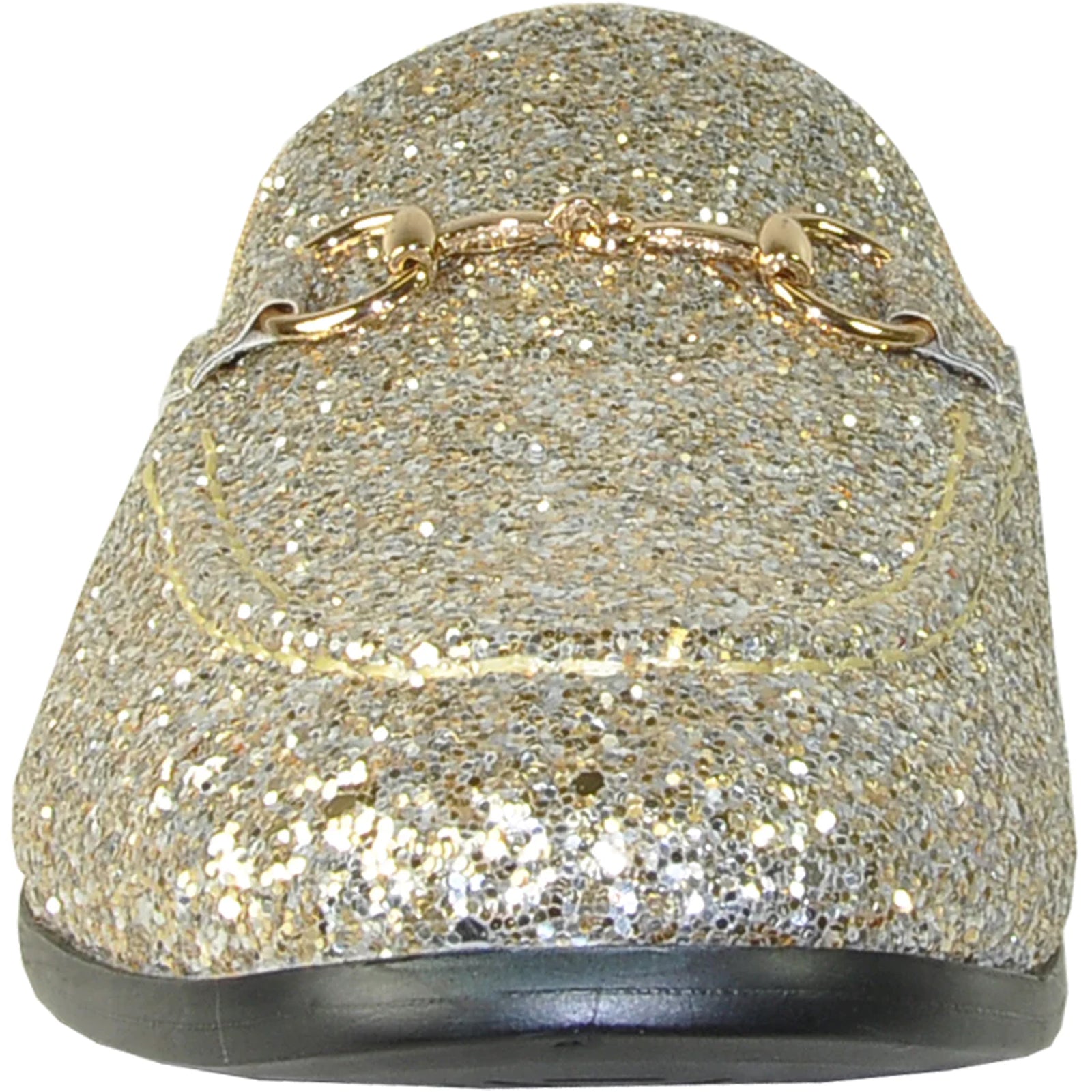 Bravo Mens Modern Glitter Sequin Prom Tuxedo Loafer in Gold - Men's Dress Shoes