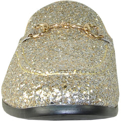 Bravo Mens Modern Glitter Sequin Prom Tuxedo Loafer in Gold - Men's Dress Shoes