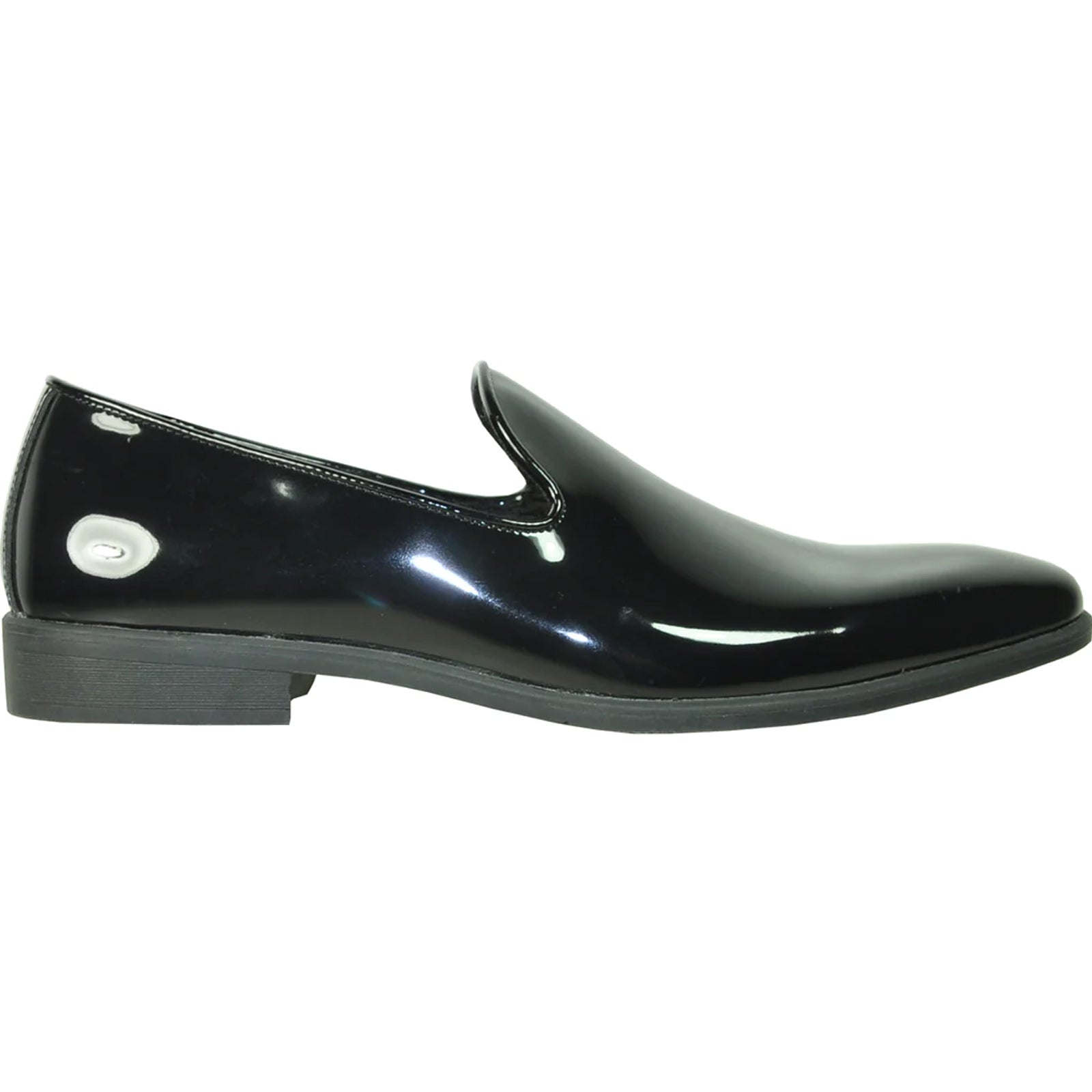 Bravo Mens Classic Plain Toe Slip on Patent Loafer Tuxedo Shoe in Black