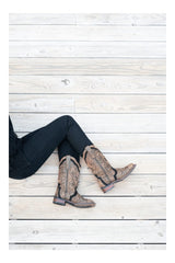 Laredo Women's Bouquet Broad Square Toe Leather Boots - Honey 5844
