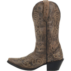 Laredo Women's Vanessa Wide Calf Leather Snip Toe Boots - Brown