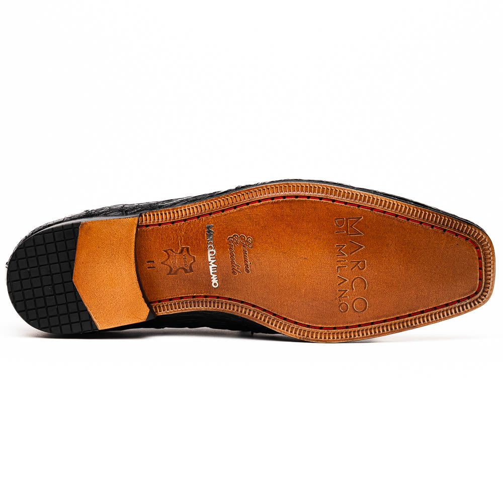 Marco Di Milano Leonardo Black Genuine Caiman Crocodile Dress Derby Oxfords
