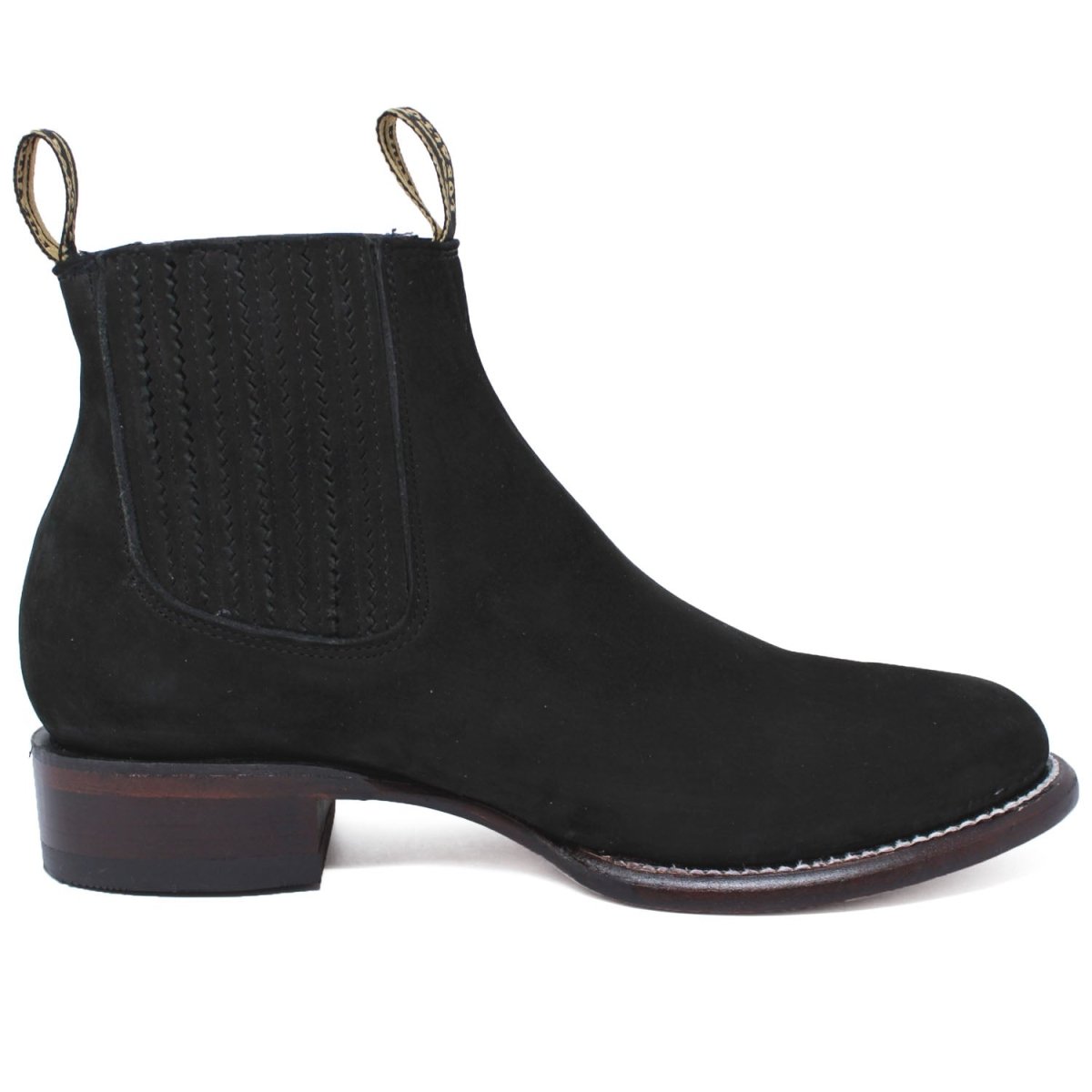Los Altos Men's Round Toe Suede Leather Short Boots - Black 50B6305