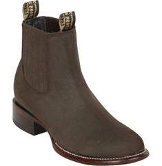 Los Altos Men's Round Toe Suede Leather Short Boots - Chocolate 50B6359