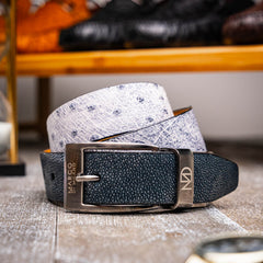 Marco_Di_Milano Lucca Belt Newspaper Black Leather Shoe
