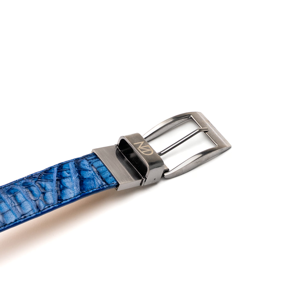 Marco_Di_Milano Luciano Belt: Blue & Brandy Leather Dress Shoe