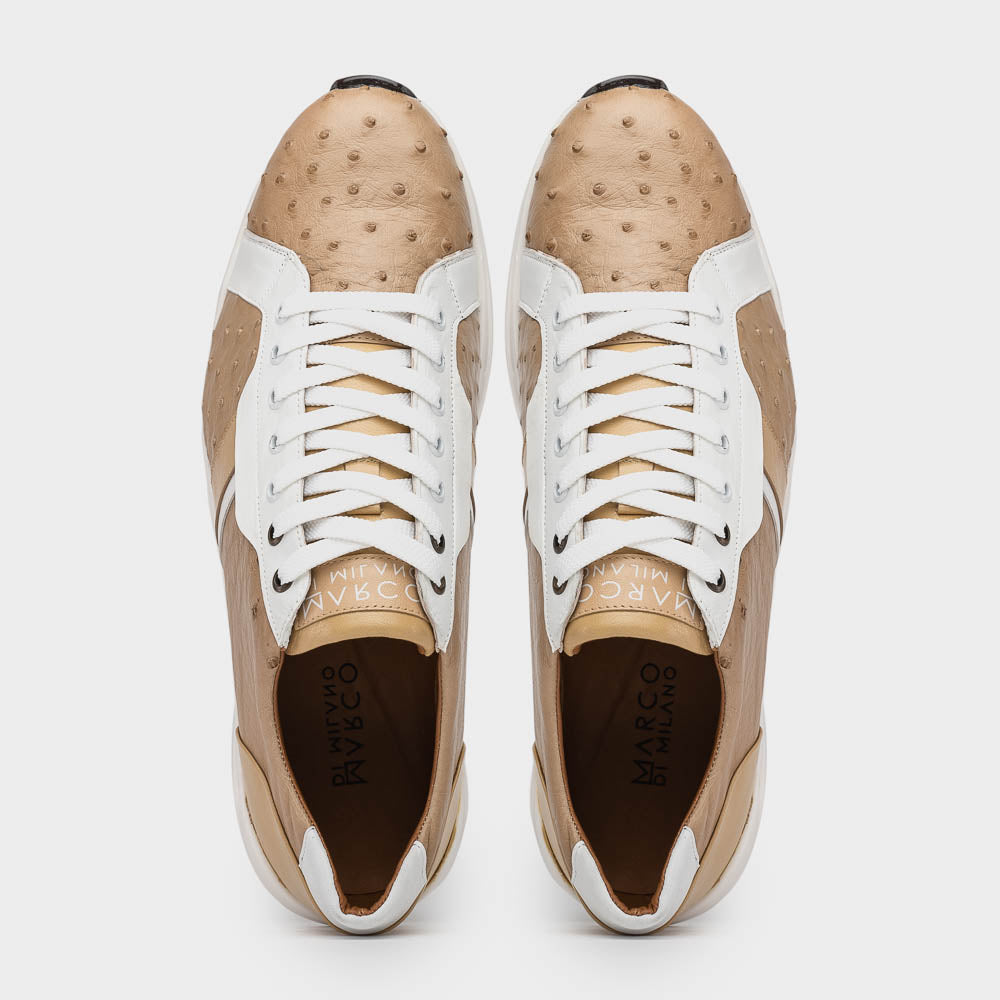 Marco Di Milano Lyon II Ostrich Quill & Calfskin Sneakers