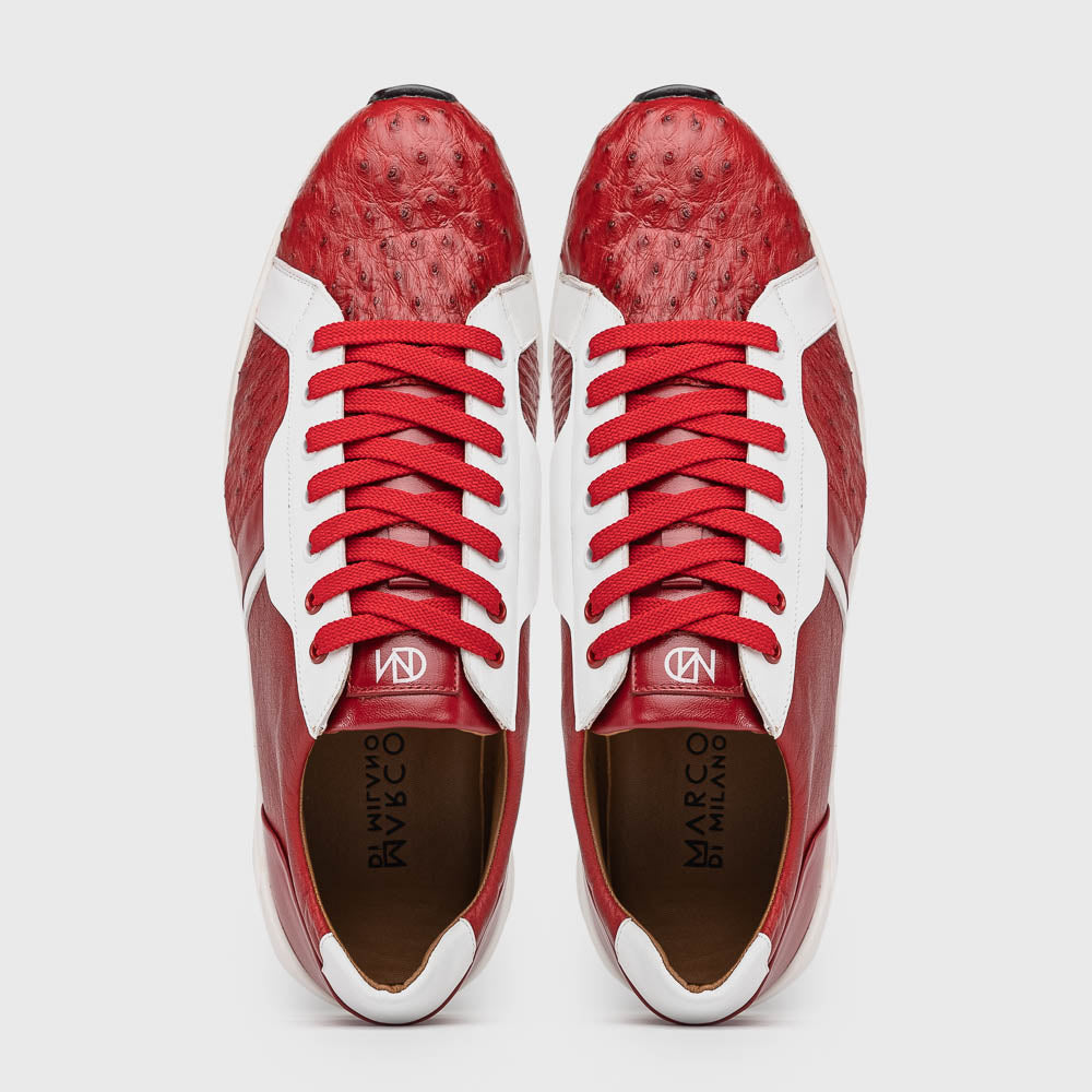 Marco Di Milano Lyon II Ostrich Quill & Calfskin Sneakers