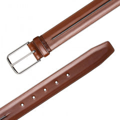 Mezlan Center-Piped Calfskin Belt