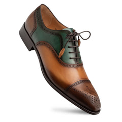 Mezlan Galante Tri-Tone Leather Cap Toe Oxford