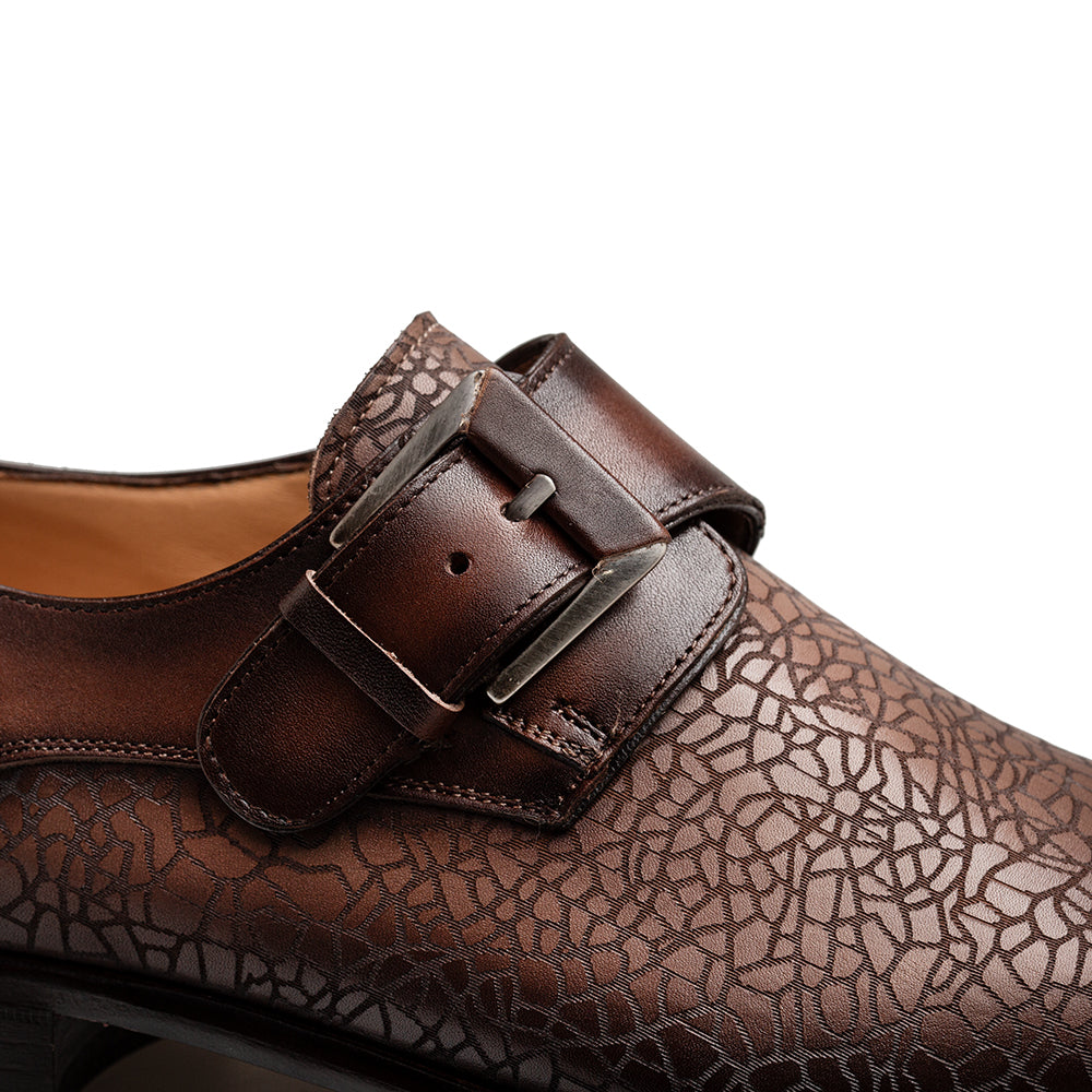 Mezlan Monk Strap - Laser Print Italian Leather Shoe