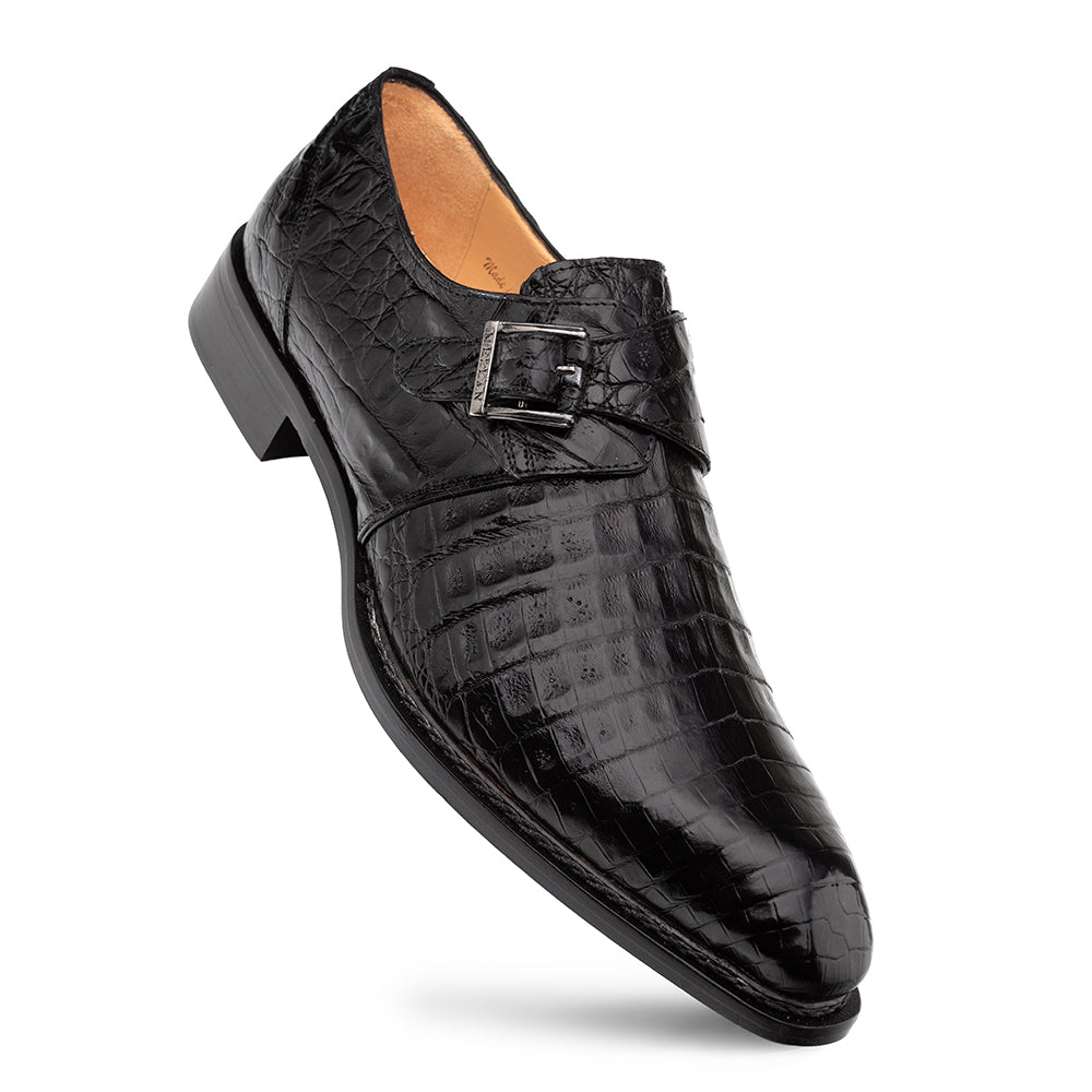 Mezlan Gigolo Crocodile Monk Strap - Luxury Italian Leather Shoe