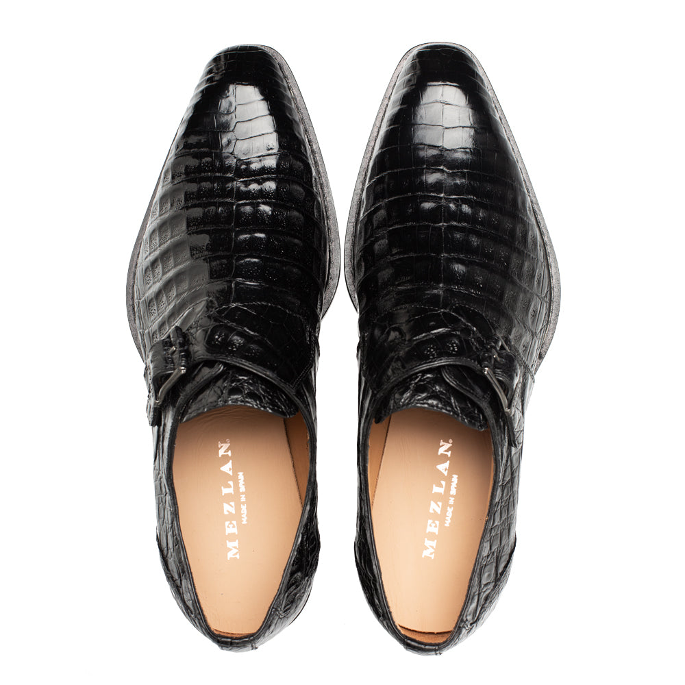 Mezlan Gigolo Crocodile Monk Strap - Luxury Italian Leather Shoe