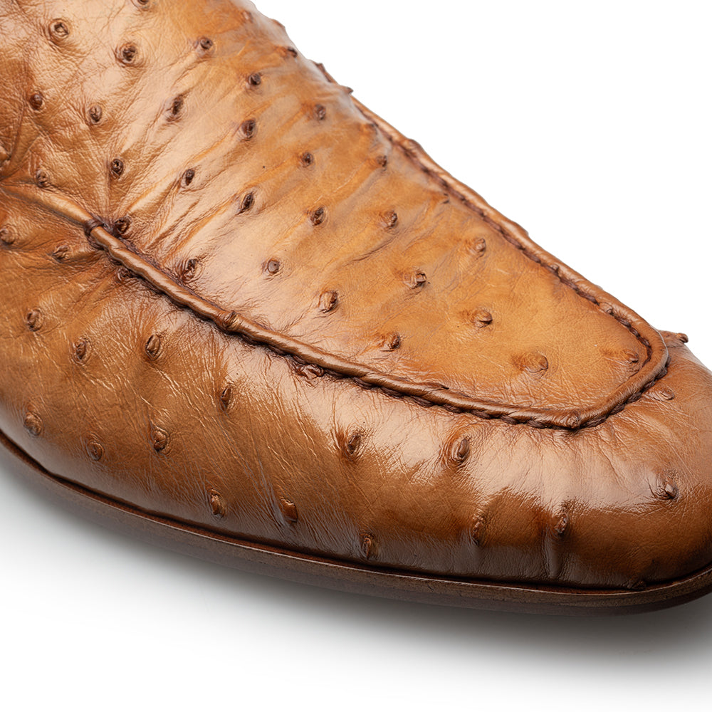 Mezlan Menor Ostrich Slip-On: Luxury Cognac Loafers