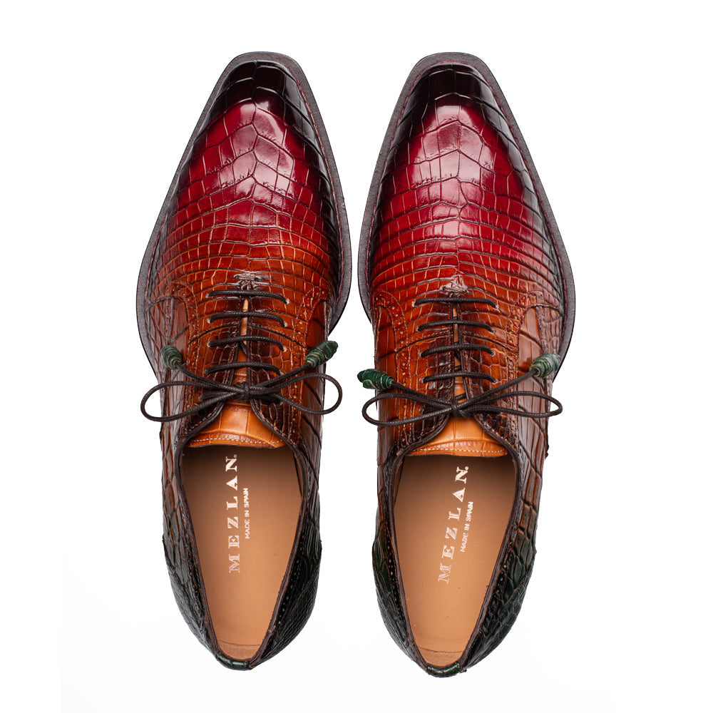 Mezlan Marble Multi-Tone Alligator Oxford Dress Shoe