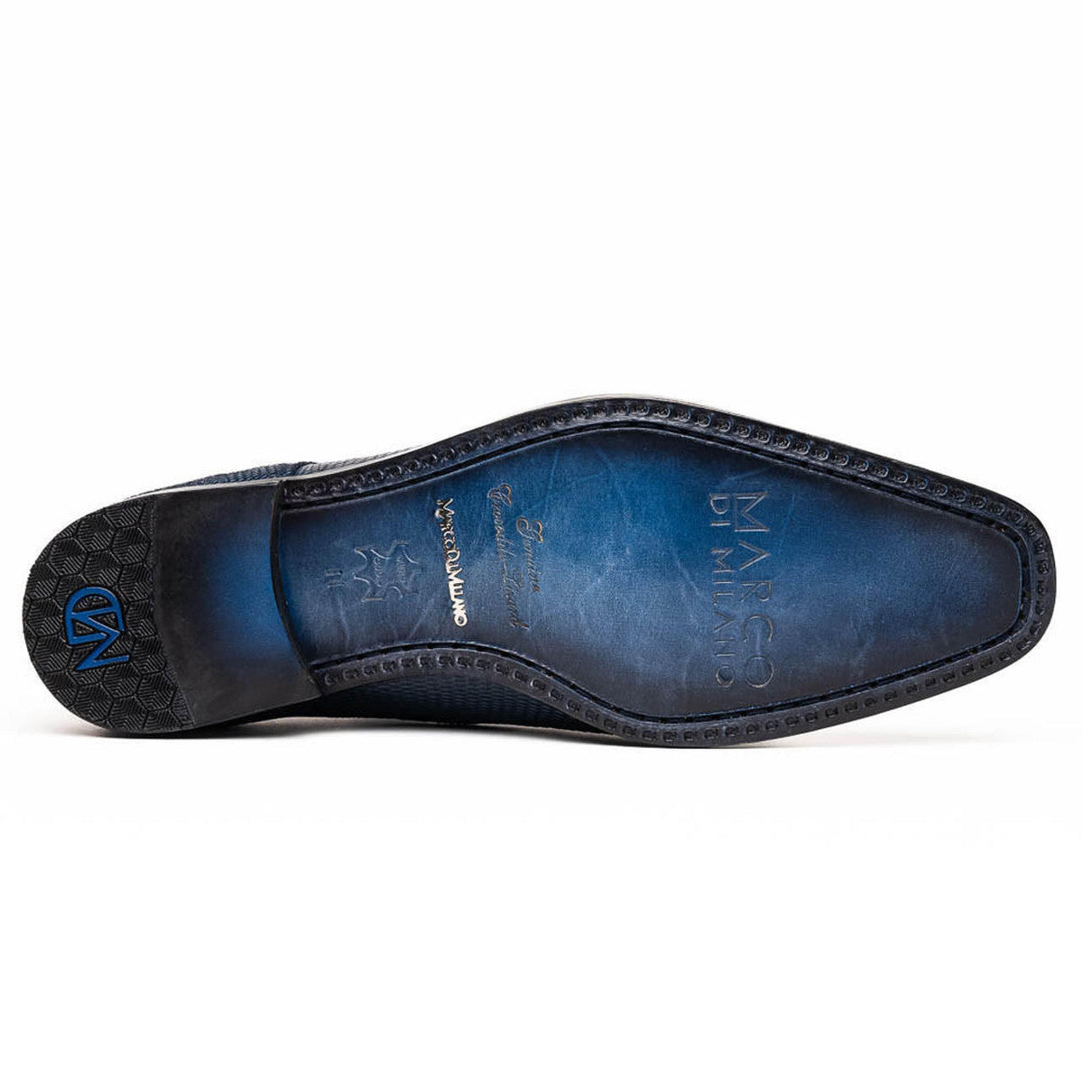 Marco Di Milano Men's Blue Caiman Lizard Derby Shoes Merida