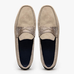 Zelli Monza Suede and Genuine Crocodile Driving Loafers in Sand