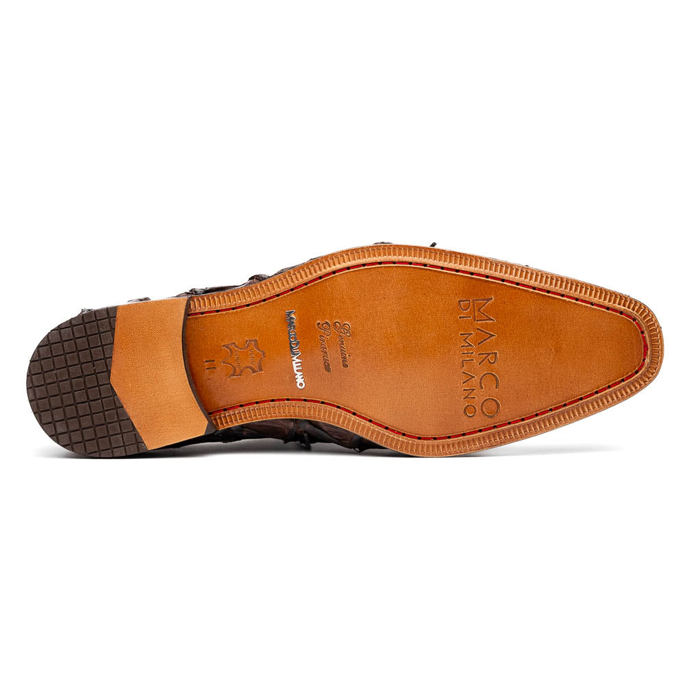 Marco Di Milano Olivieri Brown Pirarucu Dress Shoe Oxfords