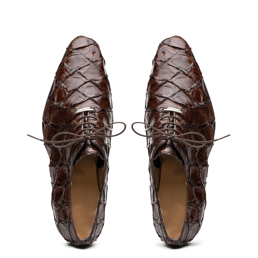 Marco Di Milano Olivieri Brown Pirarucu Dress Shoe Oxfords