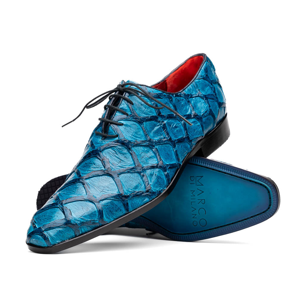 Marco Di Milano Olivieri Caribbean Blue Pirarucu Dress Shoe Oxfords
