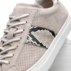 Zelli Olympias Python and Sueded Goatskin Luxury Sneakers in Grey