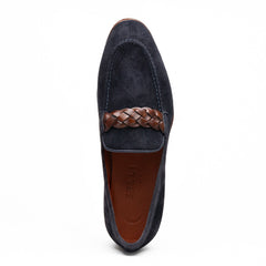 Zelli Pisa Italian Suede Braided Loafer Navy (16-696-NVY)