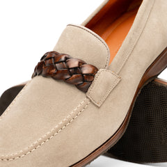 Zelli Pisa Italian Suede Hand-Woven Loafer Stone (16-696-STN)