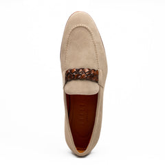 Zelli Pisa Italian Suede Hand-Woven Loafer Stone (16-696-STN)