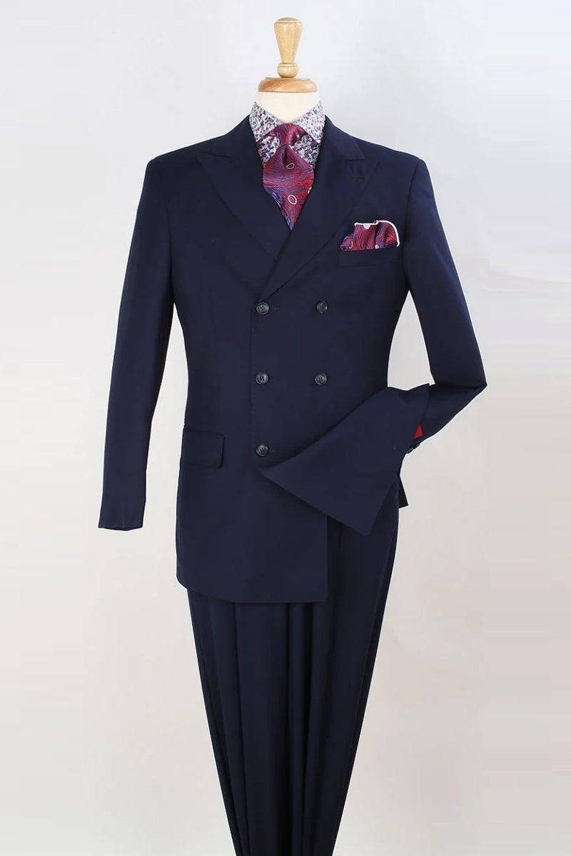 Apollo King Navy Double Breasted Fashion Suit