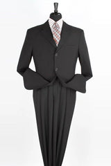 Mens Classic Fit Three Button Poplin Two Piece Suit in Black