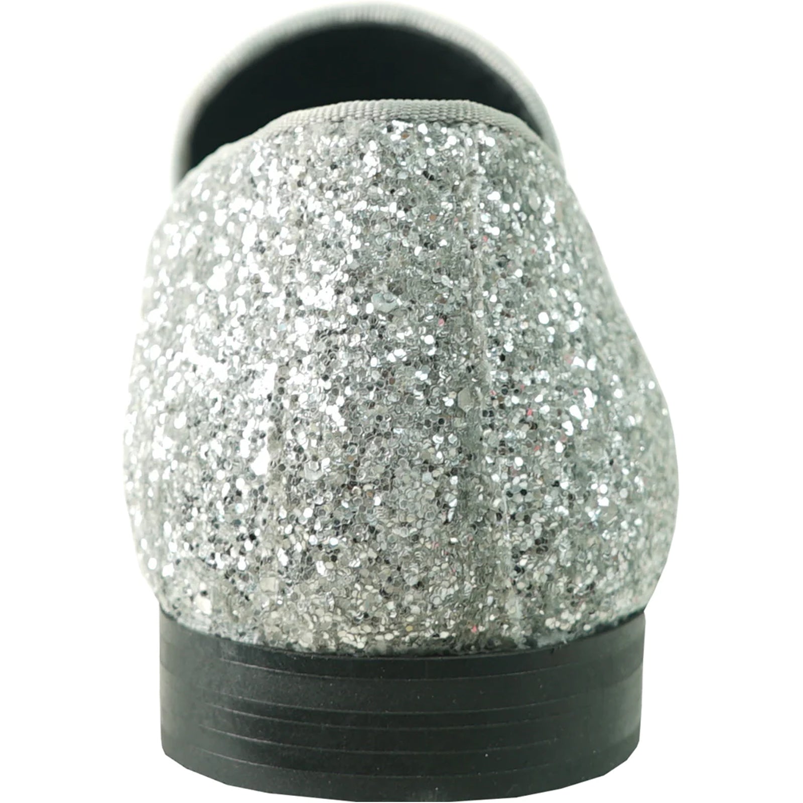 Bravo Mens Modern Glitter Sequin Prom Tuxedo Buckle Loafer in Silver Grey - Men's Dress Shoes